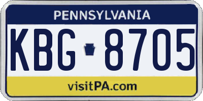 PA license plate KBG8705