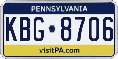 PA license plate KBG8706