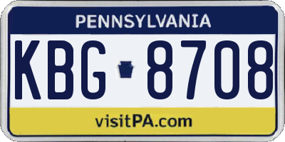 PA license plate KBG8708