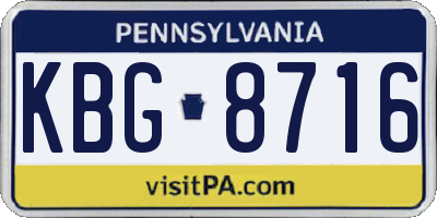 PA license plate KBG8716