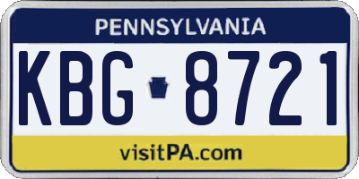 PA license plate KBG8721