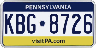 PA license plate KBG8726