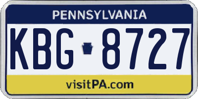 PA license plate KBG8727