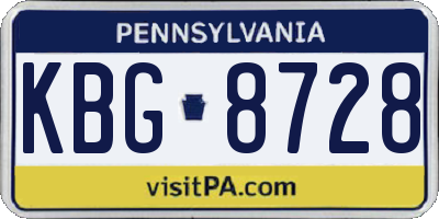 PA license plate KBG8728