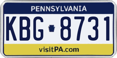PA license plate KBG8731