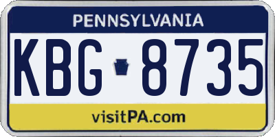 PA license plate KBG8735