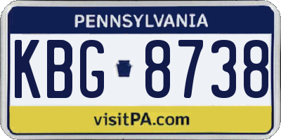 PA license plate KBG8738