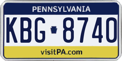 PA license plate KBG8740