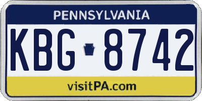 PA license plate KBG8742