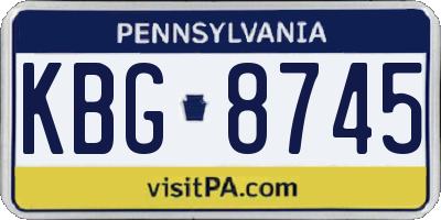 PA license plate KBG8745