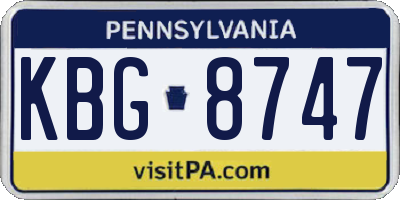 PA license plate KBG8747
