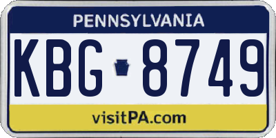PA license plate KBG8749