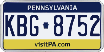 PA license plate KBG8752