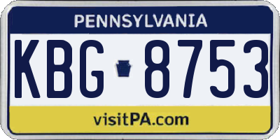 PA license plate KBG8753