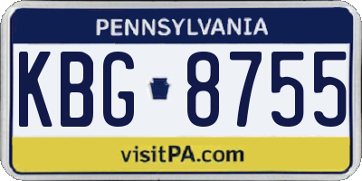 PA license plate KBG8755