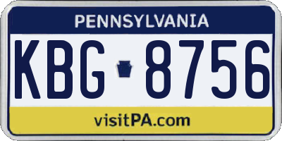 PA license plate KBG8756