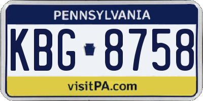 PA license plate KBG8758