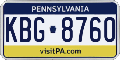 PA license plate KBG8760