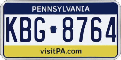 PA license plate KBG8764