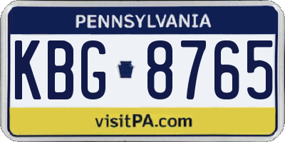 PA license plate KBG8765