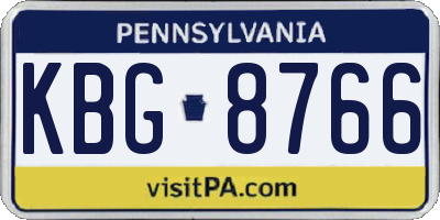 PA license plate KBG8766
