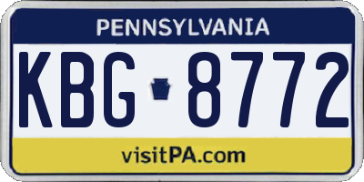 PA license plate KBG8772