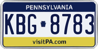 PA license plate KBG8783