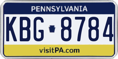 PA license plate KBG8784