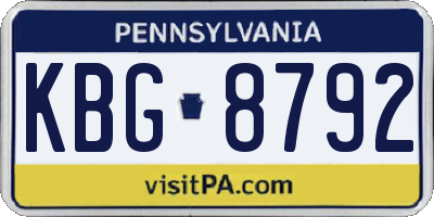 PA license plate KBG8792