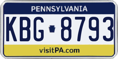 PA license plate KBG8793