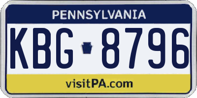 PA license plate KBG8796