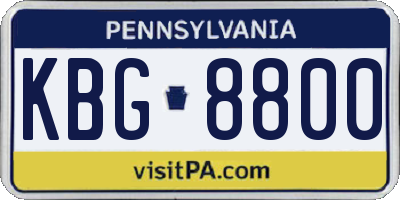PA license plate KBG8800