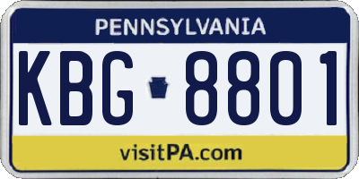 PA license plate KBG8801