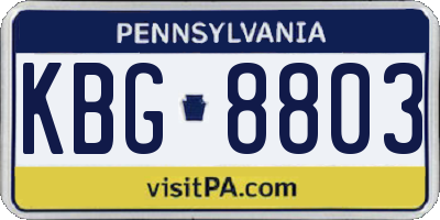 PA license plate KBG8803