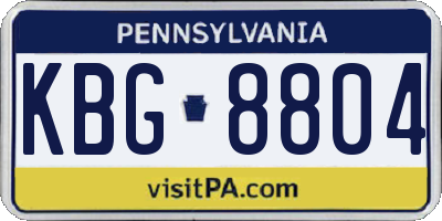 PA license plate KBG8804