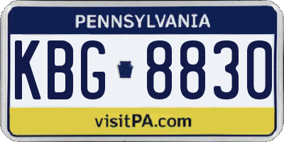 PA license plate KBG8830