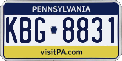 PA license plate KBG8831