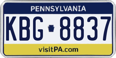 PA license plate KBG8837