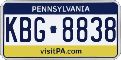 PA license plate KBG8838