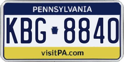 PA license plate KBG8840
