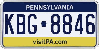 PA license plate KBG8846