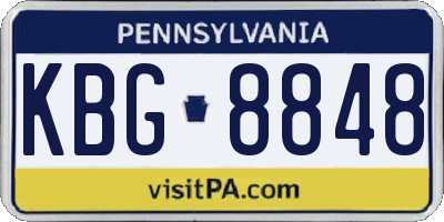 PA license plate KBG8848