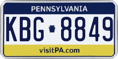 PA license plate KBG8849