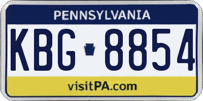 PA license plate KBG8854