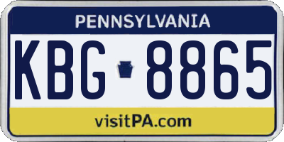PA license plate KBG8865