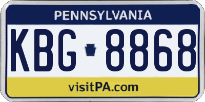 PA license plate KBG8868