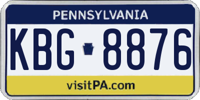 PA license plate KBG8876