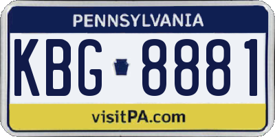 PA license plate KBG8881