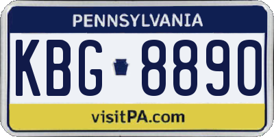 PA license plate KBG8890