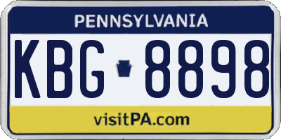 PA license plate KBG8898